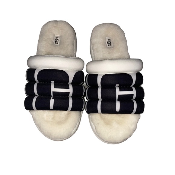 UGG Treadlite White Chunky Platform Slides Large UGG Spellout Woman's Size 10 - Picture 3 of 8